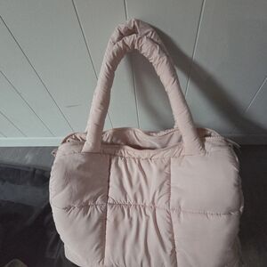 Pink Quilted Travel Tote Bag